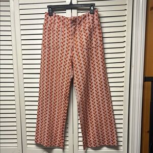 NWOT Maeve Geometric orange and White Wide Leg Pants